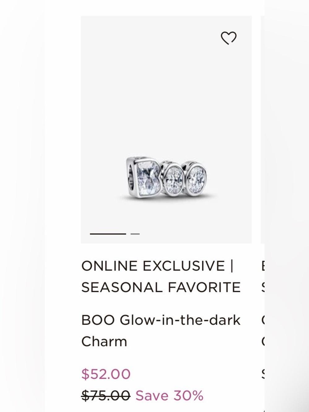 Pandora Glow-in-the-Dark “BOO” Halloween Charm - Picture 2 of 2